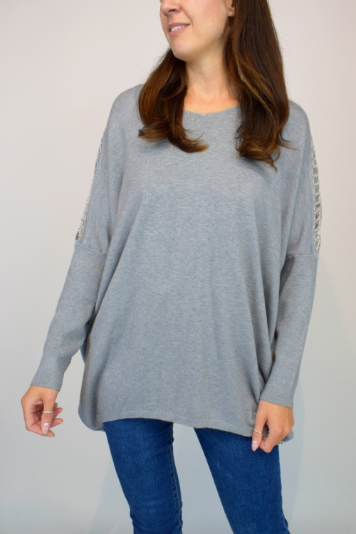 Embellished Shoulder Relaxed Fit Jumper