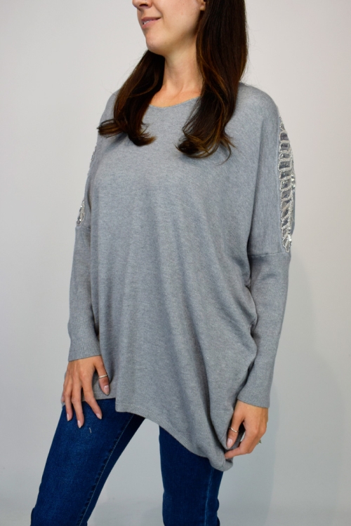 Embellished Shoulder Relaxed Fit Jumper