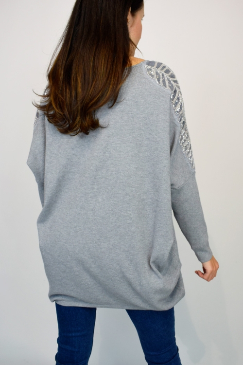 Embellished Shoulder Relaxed Fit Jumper