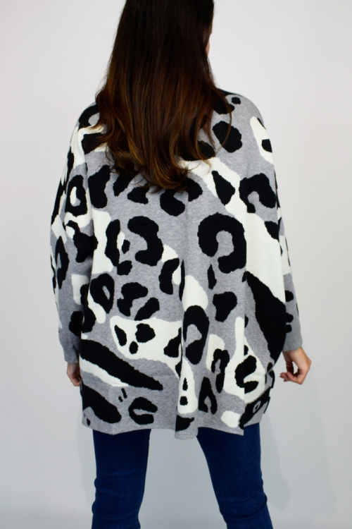 Relaxed Fit Large Animal Print Jumper