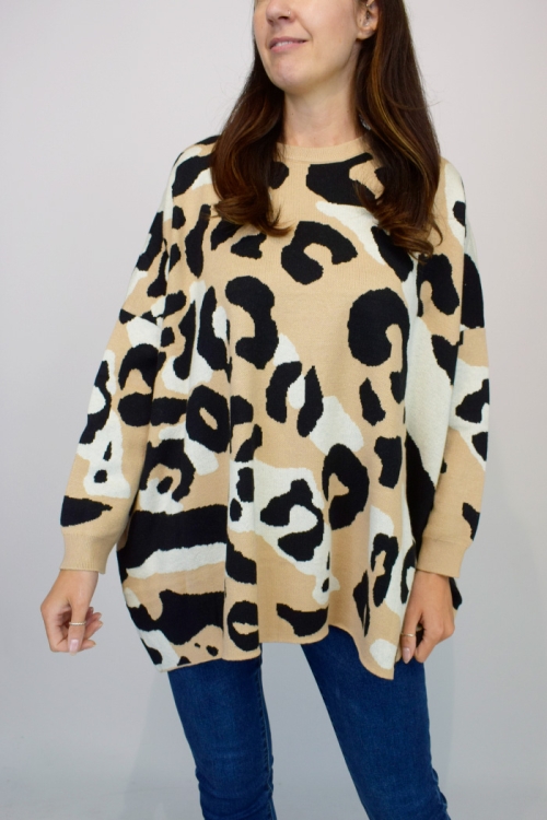 Relaxed Fit Large Animal Print Jumper