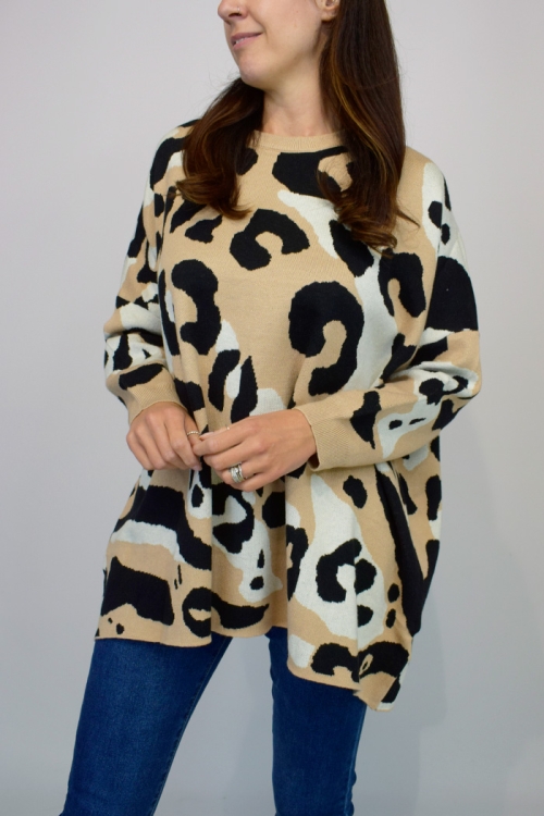 Relaxed Fit Large Animal Print Jumper