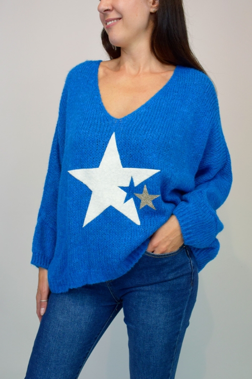 Textured Double Star Wool Jumper