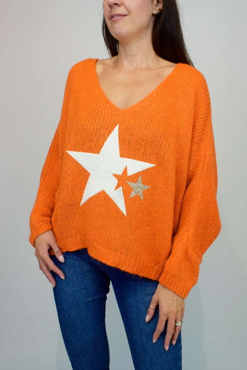 Textured Double Star Wool Jumper