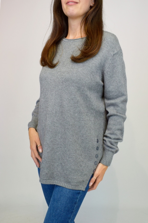 Button Hem Soft Knit Jumper