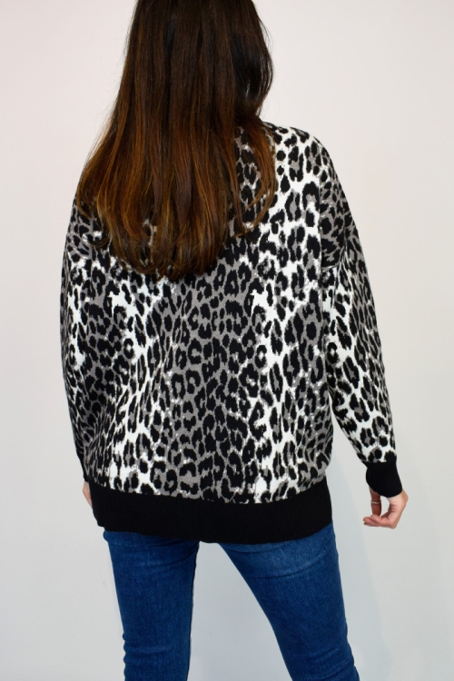 Button Front Animal Batwing Cardigan 