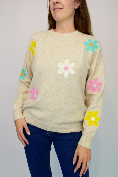 Crochet Flower Soft Knit Jumper