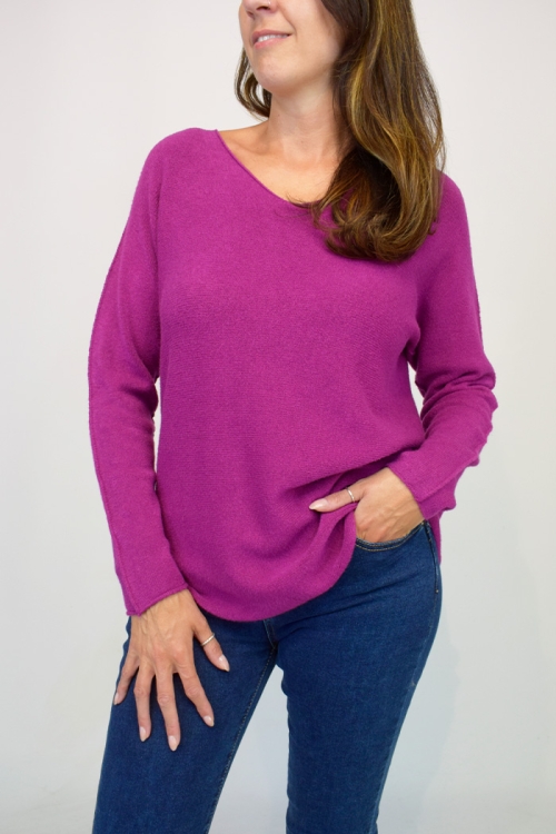 Soft Knitted V-Neck Italian Jumper 