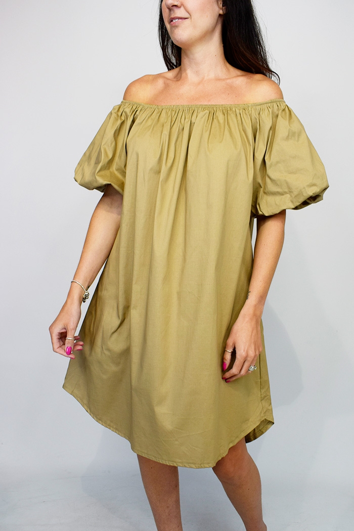 Puff Sleeve Italian Bardot Dress