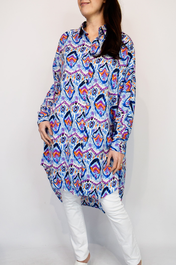 Aztec Print Oversized Shirt Dress