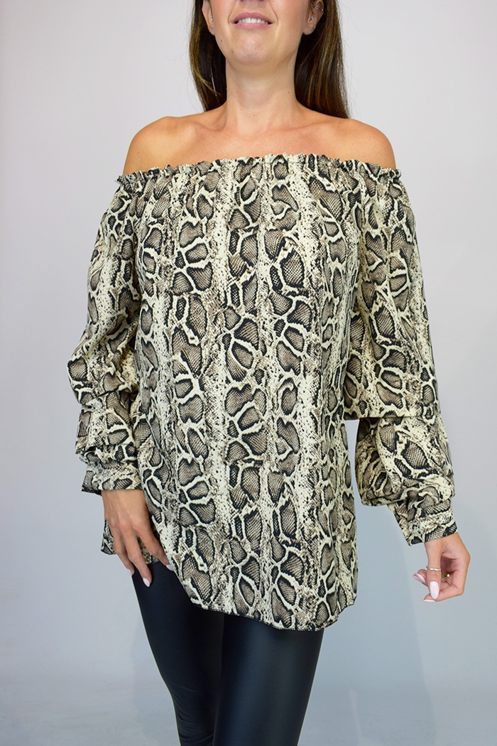 Animal Print Italian Bardot Top