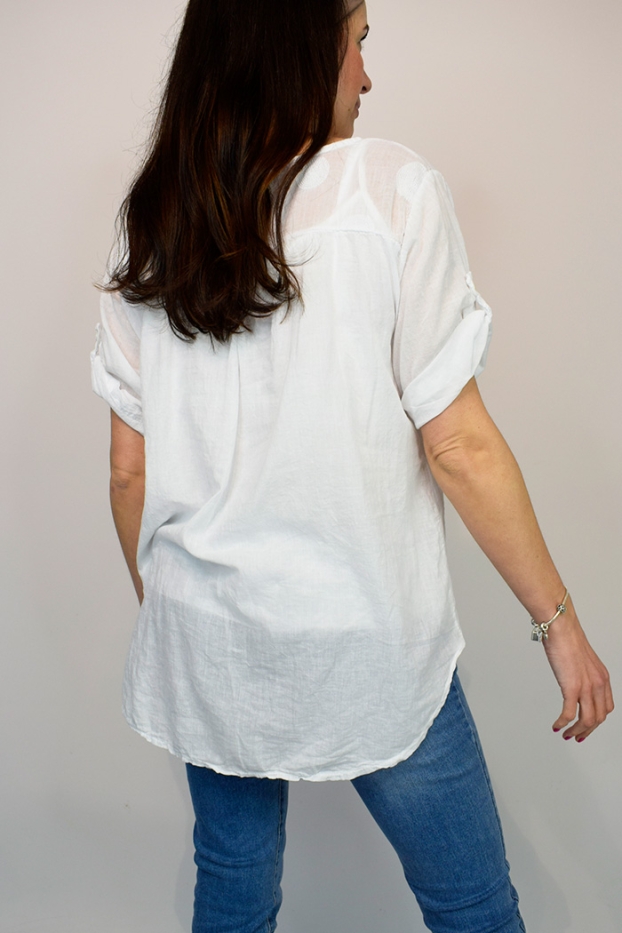 Disc Embroidered Italian Cotton Top