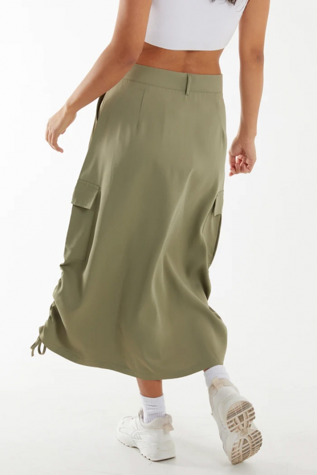 Drawstring Side Pocket Cargo Skirt 