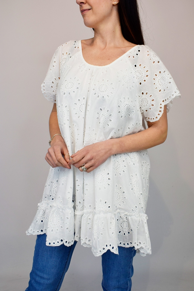 Broderie Anglaise Cotton Smock Top