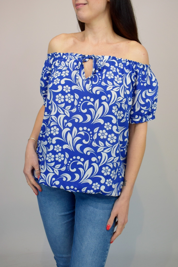 Contrast Paisley Flower Gypsy Top