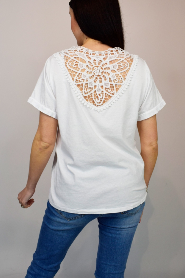 Crochet Back Embroidered Cotton Top