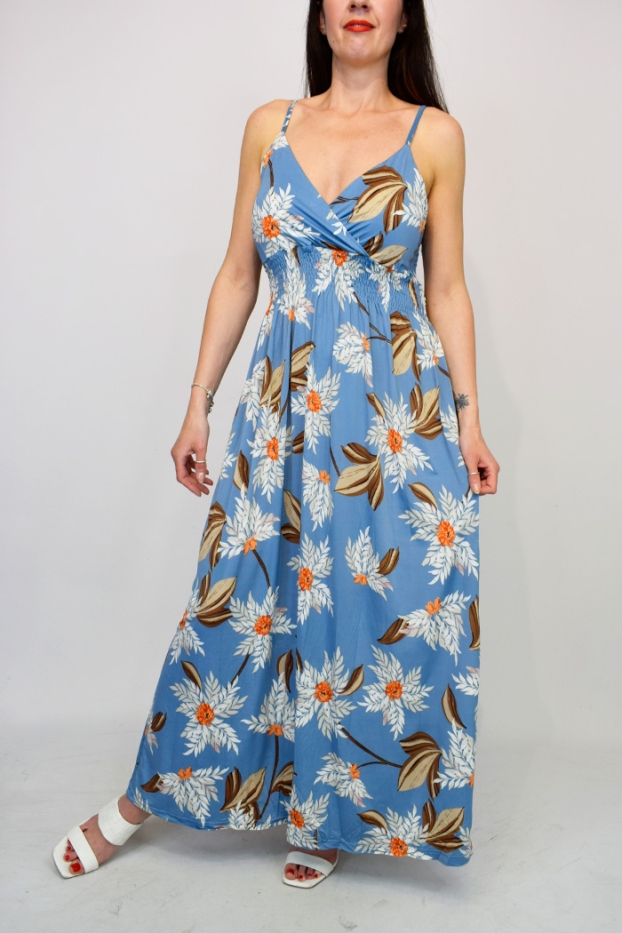 Floral Print Thin Strap Cross Over Maxi