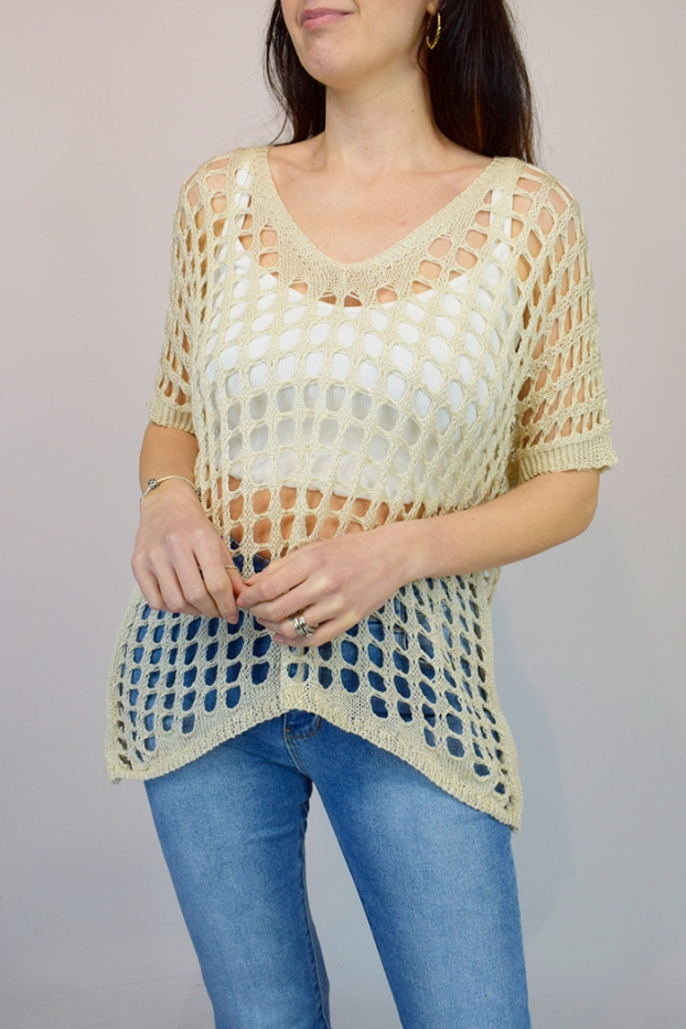 Loose Knitted Crochet Top