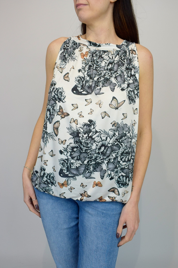 Floral Butterfly Tie Back Top
