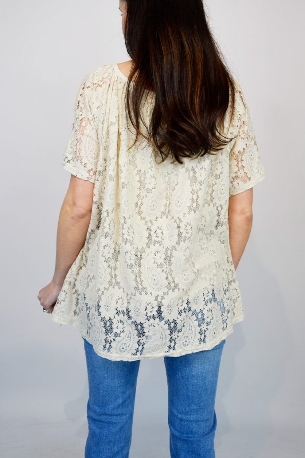 Italian Lace Cold Shoulder Top