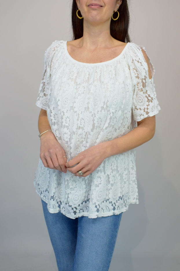Italian Lace Cold Shoulder Top